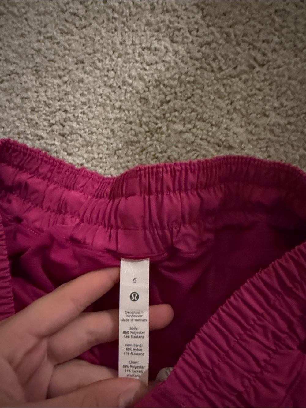 lululemon athletica Women's Magenta Athletic Shorts - Picture 2 of 3